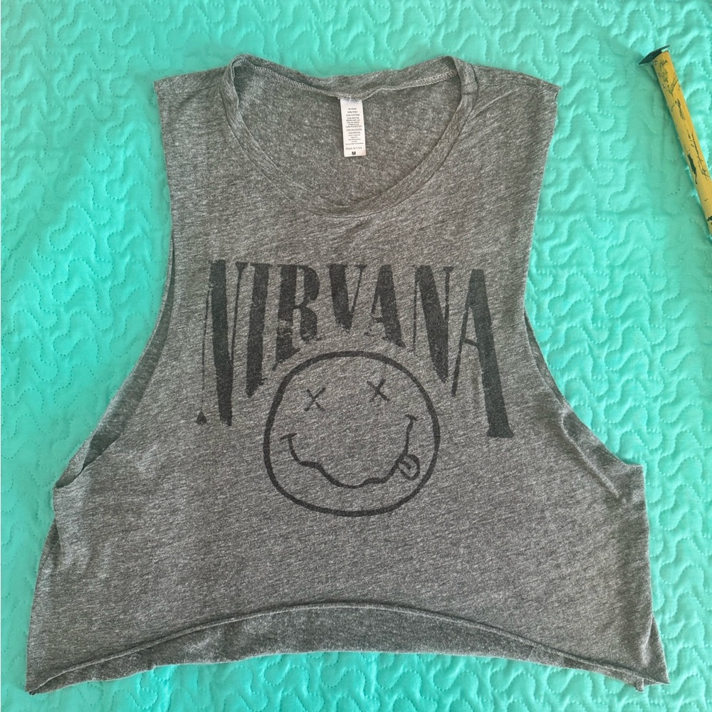 Nirvana Gray Custom Cropped Tank Top Medium